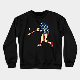 Patriotic American Flag Baseball Baseball Crewneck Sweatshirt